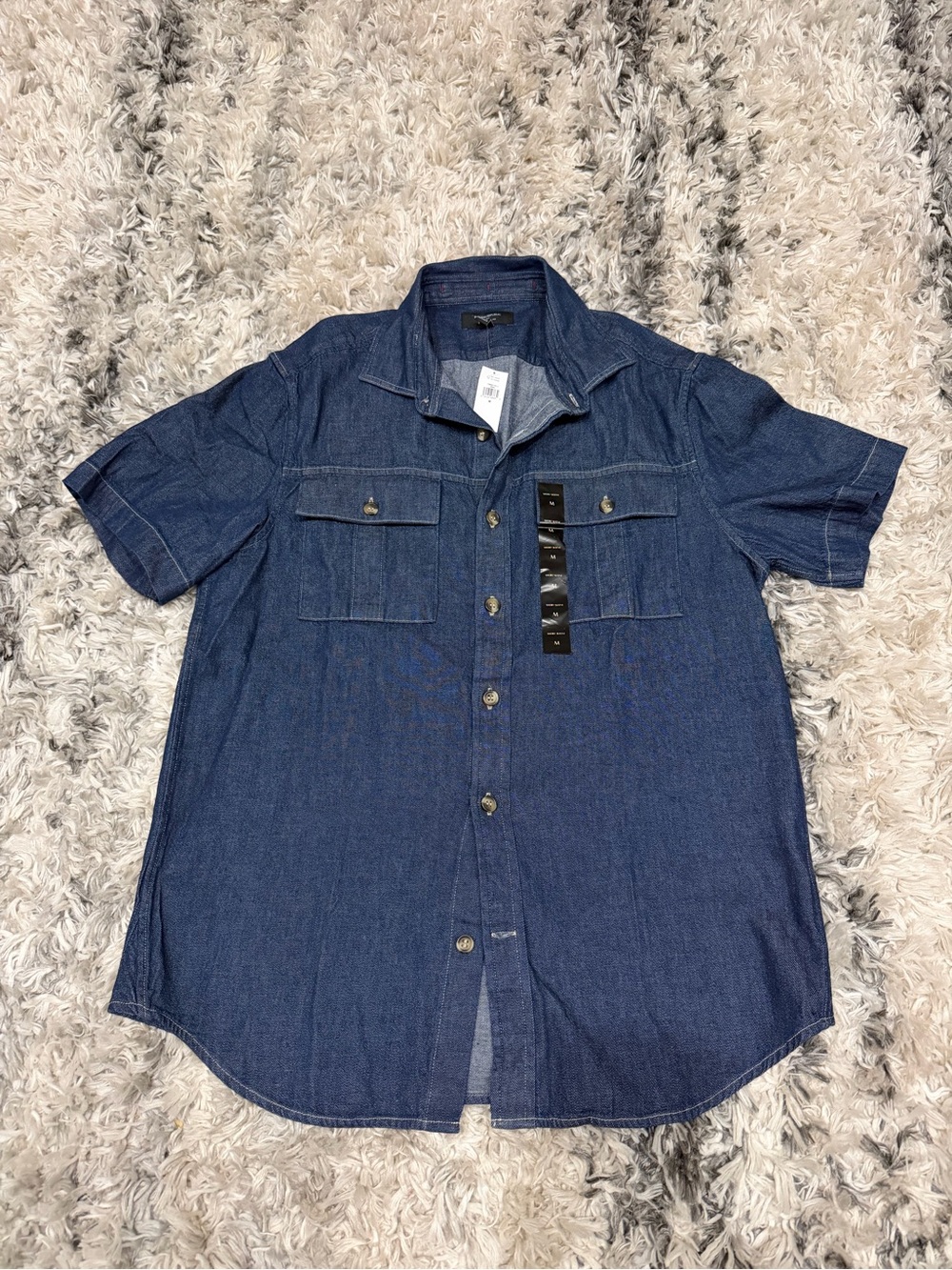 Banana Republic Short-Sleeve Denim Shirt - Dark Blue